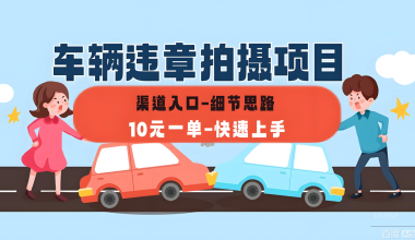 车辆违章拍摄入口-具体思路与渠道 -互联网项目分析基地-创业兼职副业 快讯站
